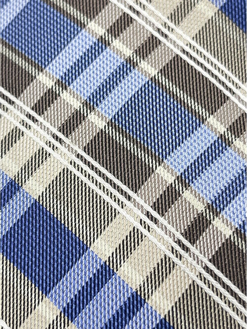 Pronto Uomo Tie Striped Plaid Blue brown Classic Long Retro 3.5 X 64 100% Silk